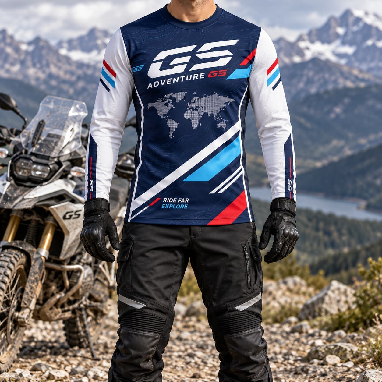 Outdoor Adventure Outfit - GS Adventure Herren-T-Shirt, Motorradtrikot, langärmeliges Shirt