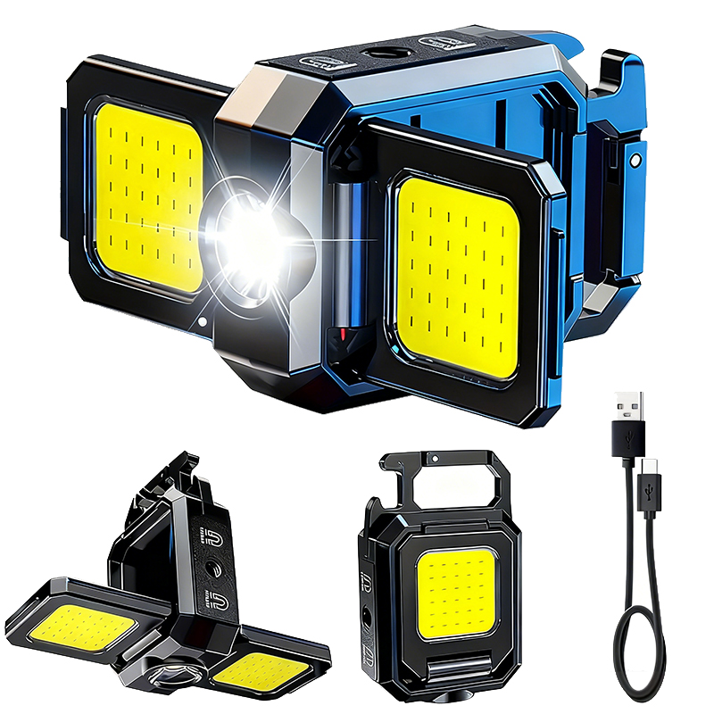 Outdoor Adventure Trips - Mini-Taschenlampe, Schlüsselanhänger-Licht, COB-Arbeitsleuchte, wiederaufladbare USB-Lampe mit