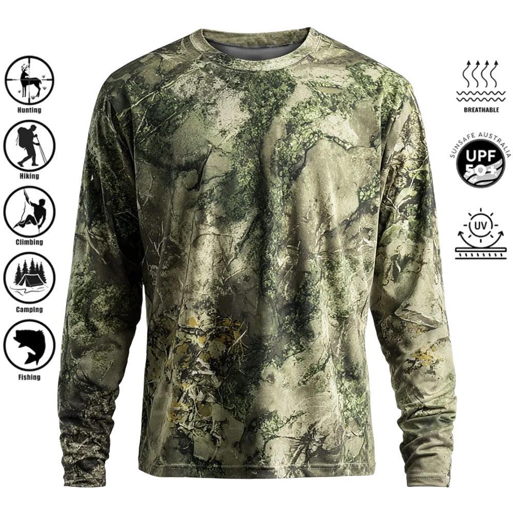 Outdoor Adventure Trips - Herren Langarm-T-Shirt aus Polyester mit 3D-Camo-Druck,