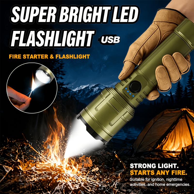 Outdoor Adventure Trips - Taschenlampe mit Feuerzeug & Powerbank Kombination,