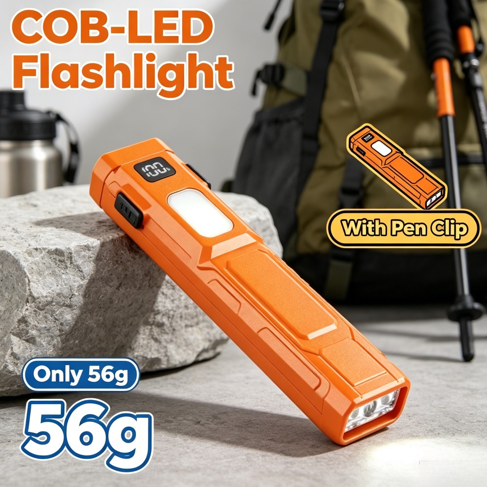 Outdoor Adventure Trips - COB LED EDC Taschenlampe mit Stiftclip,