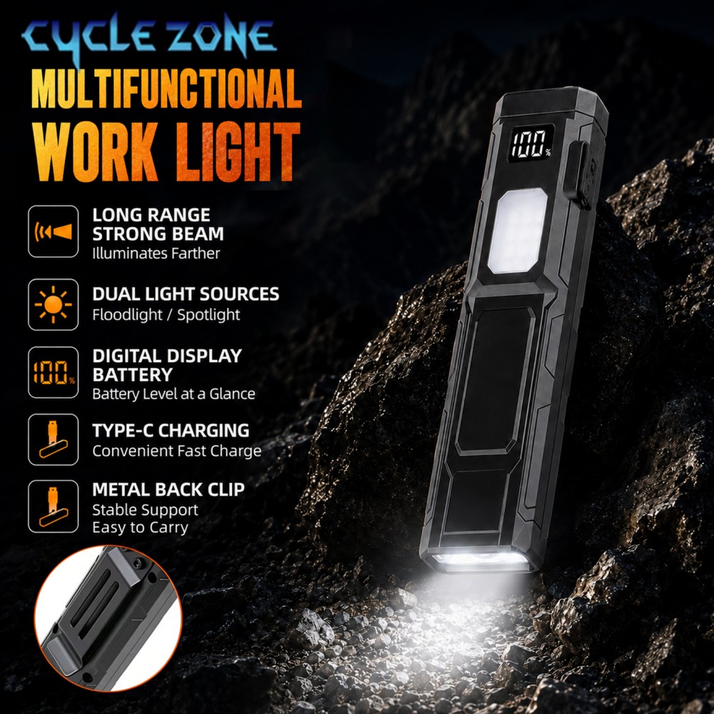 Outdoor Adventure Zone - Tragbare Taschen-LED-Taschenlampe, Typ-C, wiederaufladbar, digitales Display,