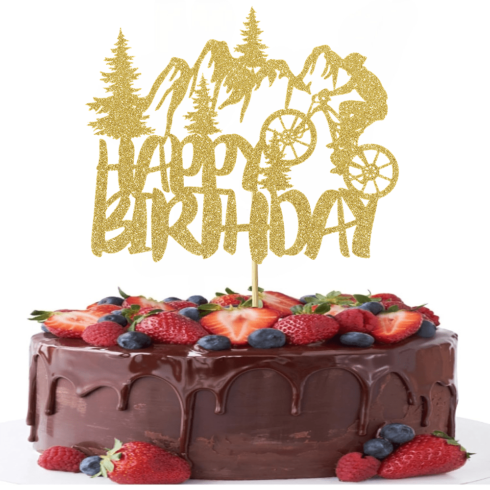 Outdoor Adventure Birthday Party - 1 Stück goldener glitzernder Ruhestand-Kuchenaufsatz für