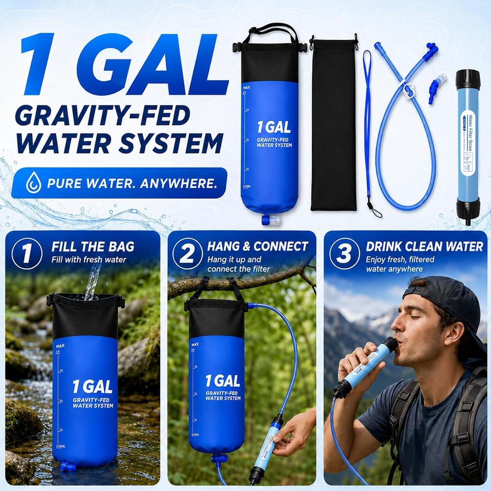 1 Gal Schwerkraft-Wasserfilter – Outdoor Adventure Backpack Bewertung und Preis